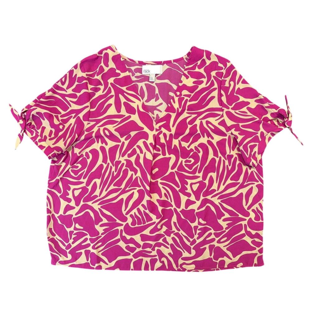 NWOT Nordstrom Rack Blouse, Pink Tan Abstract Print, Women’s Large